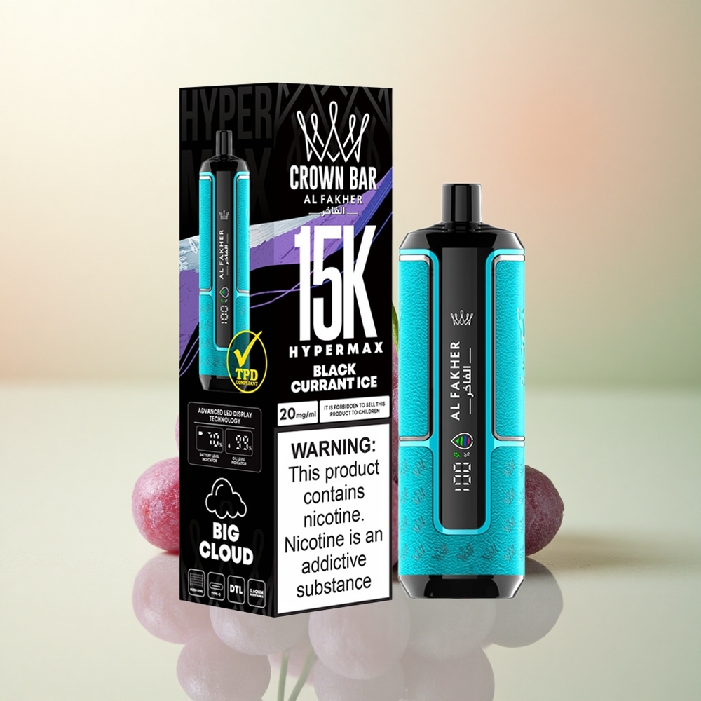 Al Fakher Crown Bar 15K Hypermax Blackcurrant Ice 22ml 600mAh DTL 6mg Nicotine