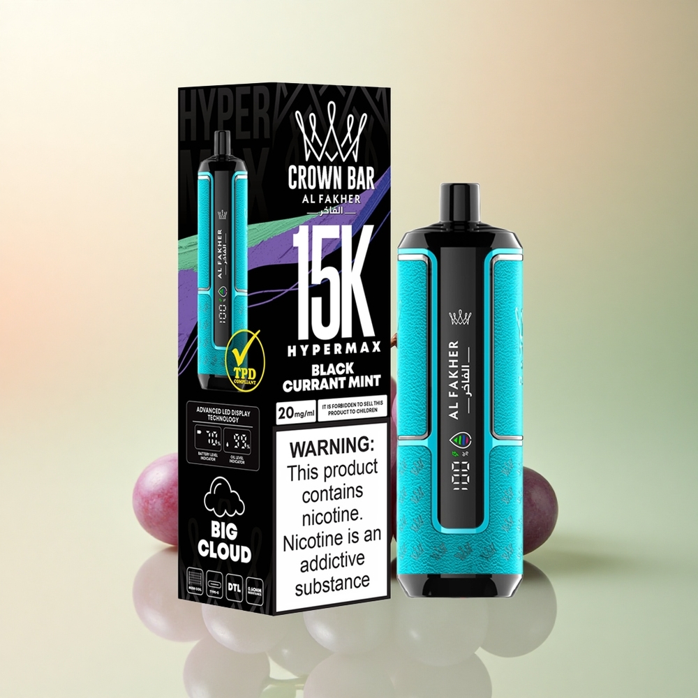 Al Fakher Crown Bar 15K Hypermax Blackcurrant Mint 600mAh 22ml Nicotine