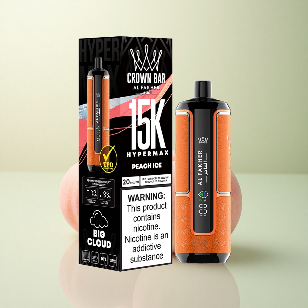 Al Fakher Crown Bar 15K Hypermax Peach Ice 22ml 600mAh Disposable Vape